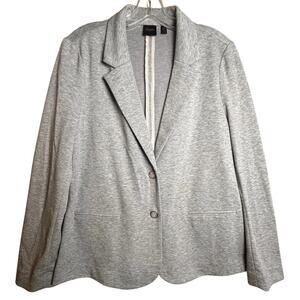 Rafaella Women's Gray Knit Button Front Jacket Blazer Sz L Businesscore Momcore